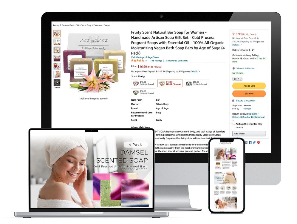 Amazon Listing Guide 1 A computer screen displaying a woman's face, emphasizing the importance of marketing management for successful account management in the marketplace.