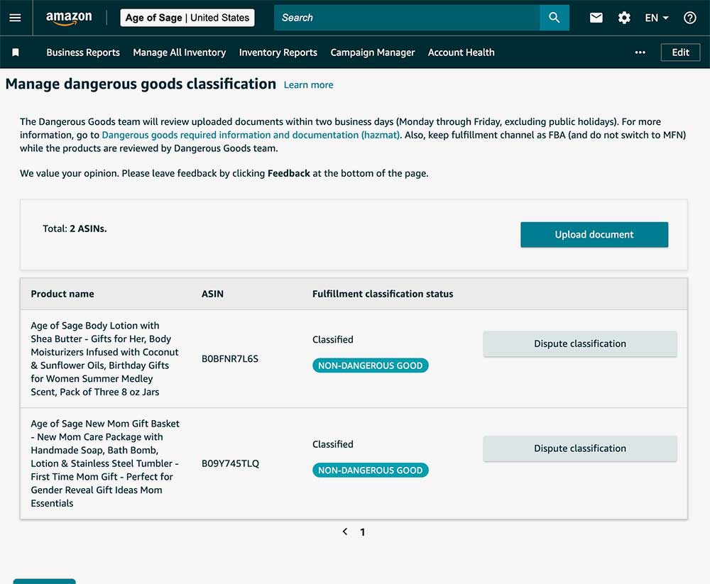 Hazmat Clearance on Amazon 2 Hazmat Clearance on Amazon - Manage Dangerous Goods Classification Dashboard