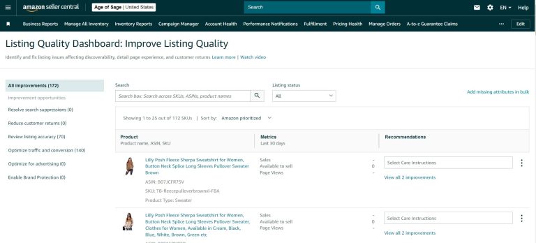 Seller Central Amazon Catalog Menu 6 Seller Central Amazon Listing Quality