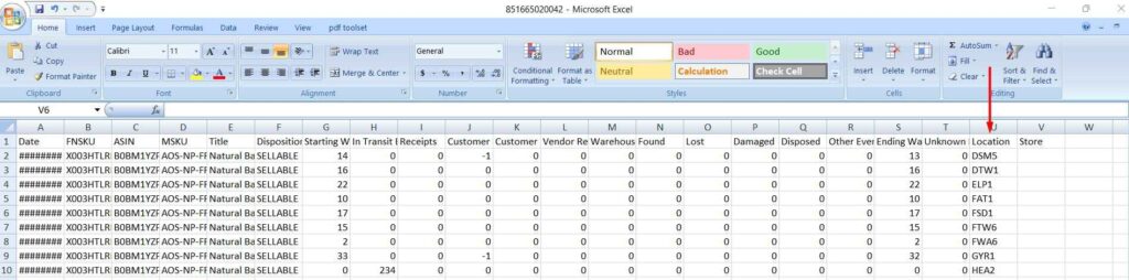 Next-generation Amazon Fulfillment Center Location Column in summary View Report
