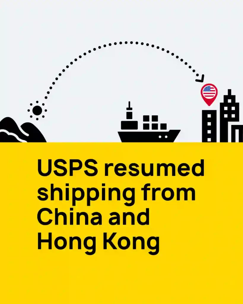 USPS resumed shipping from China and Hong Kong 1 copy