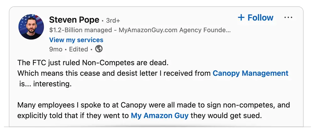 My Amazon Guy vs Canopy Management
