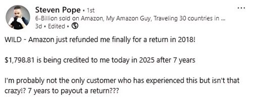 Amazon Issues Late Refunds on Returns From 2018, Citing Internal Review 2 Amazon Issues Late Refunds Stevens story