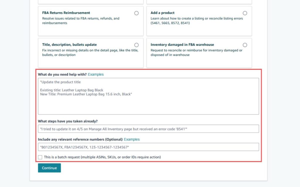 How to Successfully Change UPC Code on Amazon - Submit Seller Support Case Step 3