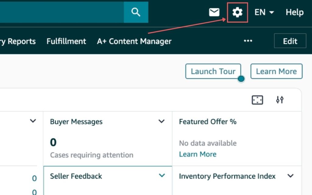 How to Find My Amazon Store Link - Click on Settings Icon