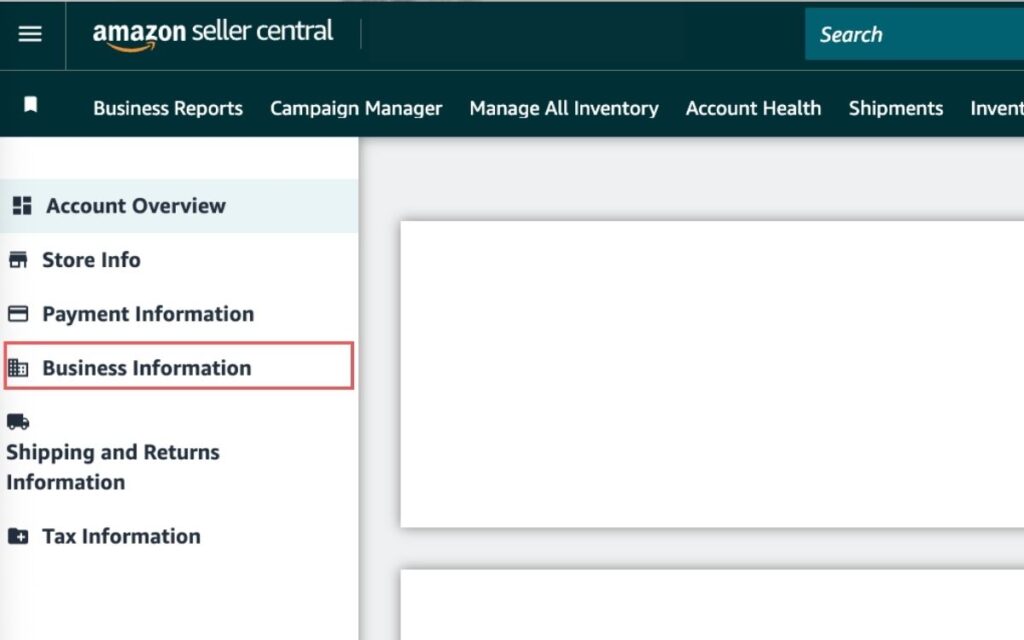 How to Find My Amazon Store Link - Go to Business Information