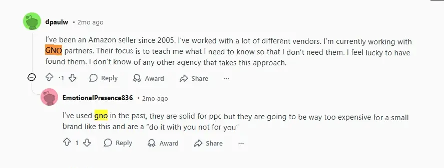 MAG vs GNO Partners GNO Partners review on Reddit says the agency teaches sellers what they need to know but for a price min