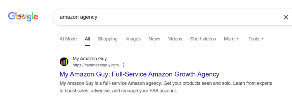 MAG vs GNO Partners My Amazon Guy ranks high on Google SERPS for amazon agency