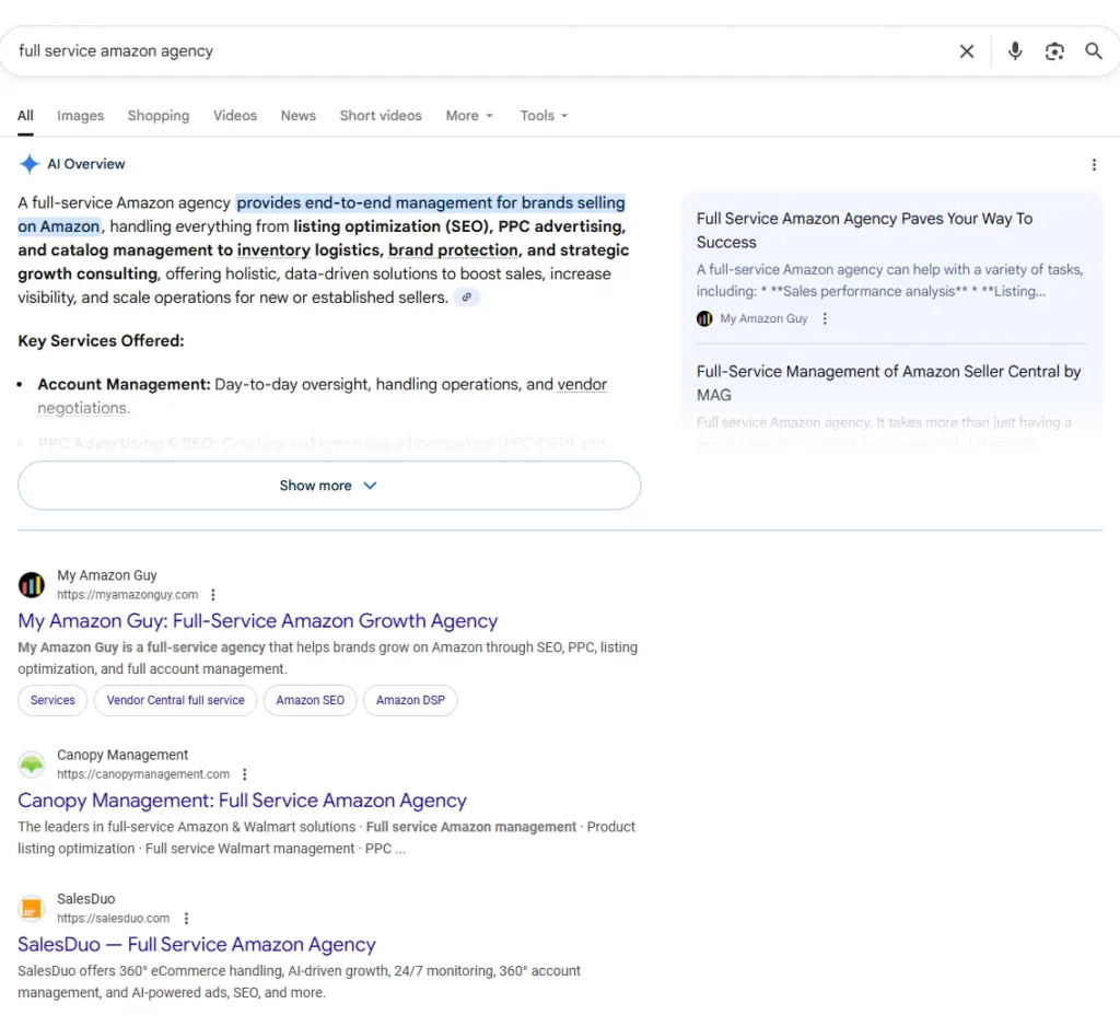 My Amazon Guy vs SalesDuo Google search volume